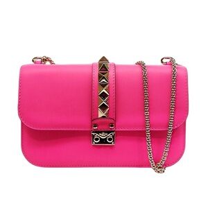 Valentino Garavani Studded Pink Crossbody Bag with Silver Studs